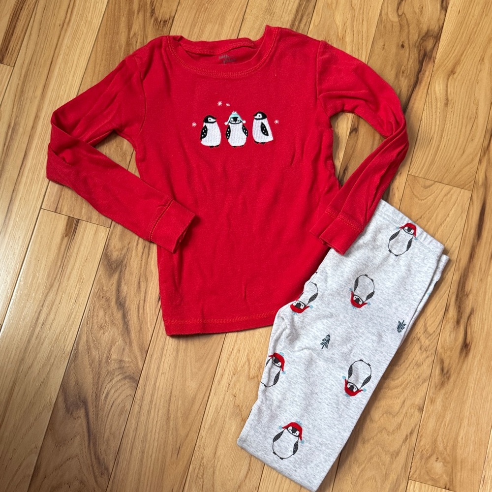 Charming Red Penguin Kids Pajama Set